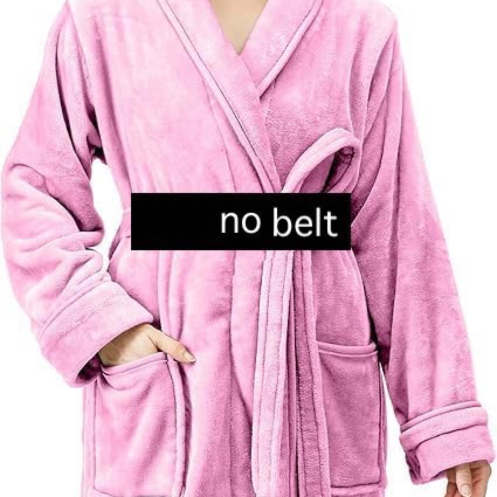 NY Threads Pink   Robe Plush Soft Long Bathrobe Sz XL - Picture 8 of 8
